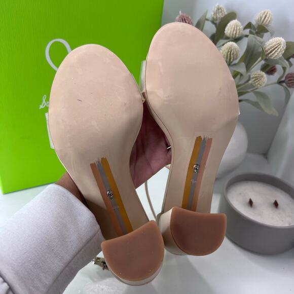 Sam Edelman Yaro Ankle Strap Block Heel Sandal Buckle Almond Women's 9.5 M - Picture 9 of 11